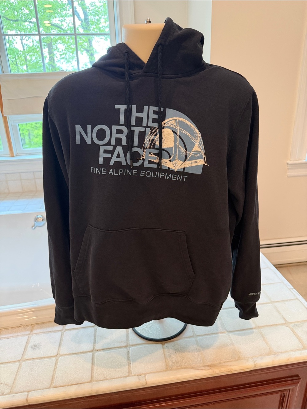 The North Face Men's Black Pullover Hoodie with Light Gray Logo